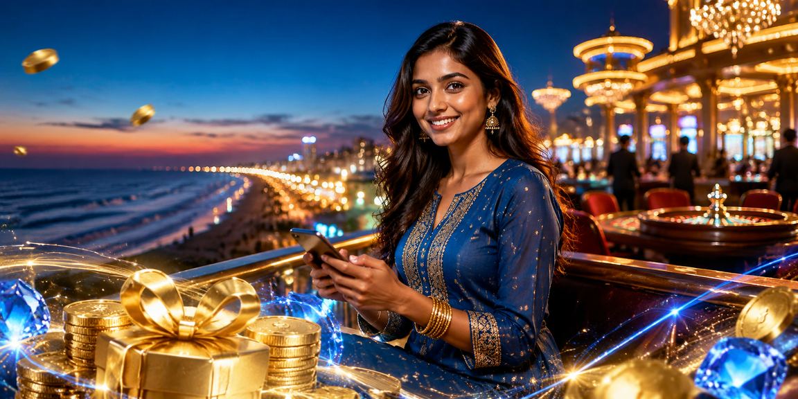 Chennai Marina Beach with calm evening lights and festive vibes